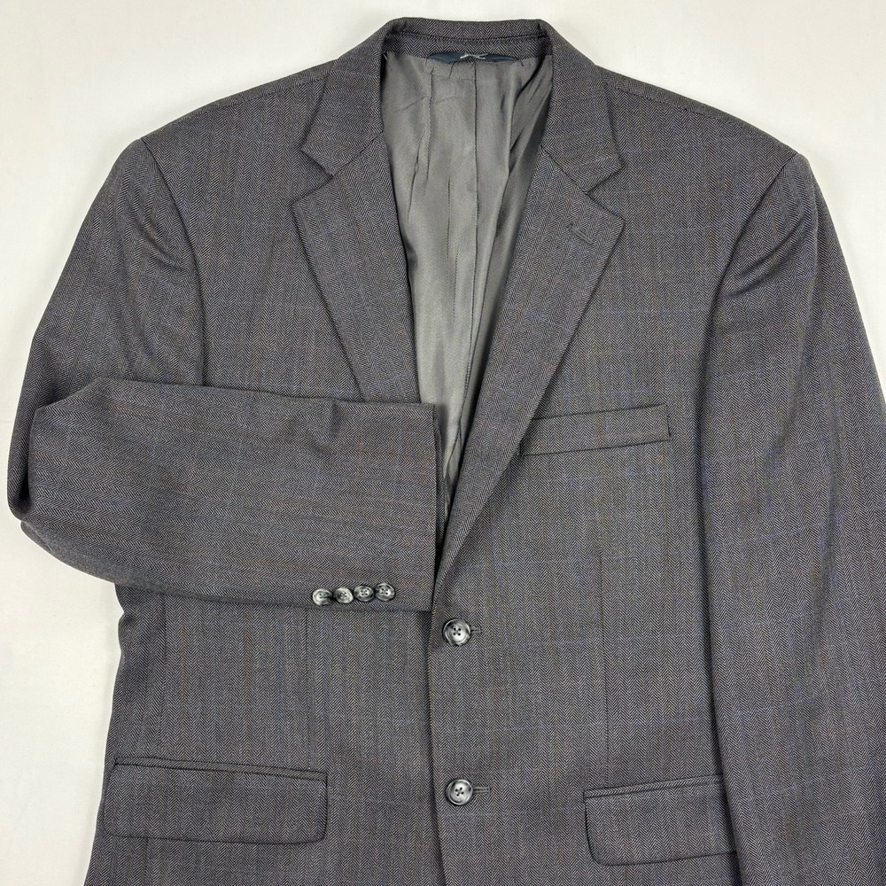 Pronto Uomo Platinum Herringbone Wool Sport Coat 42 Short Gray Tracer Stripe